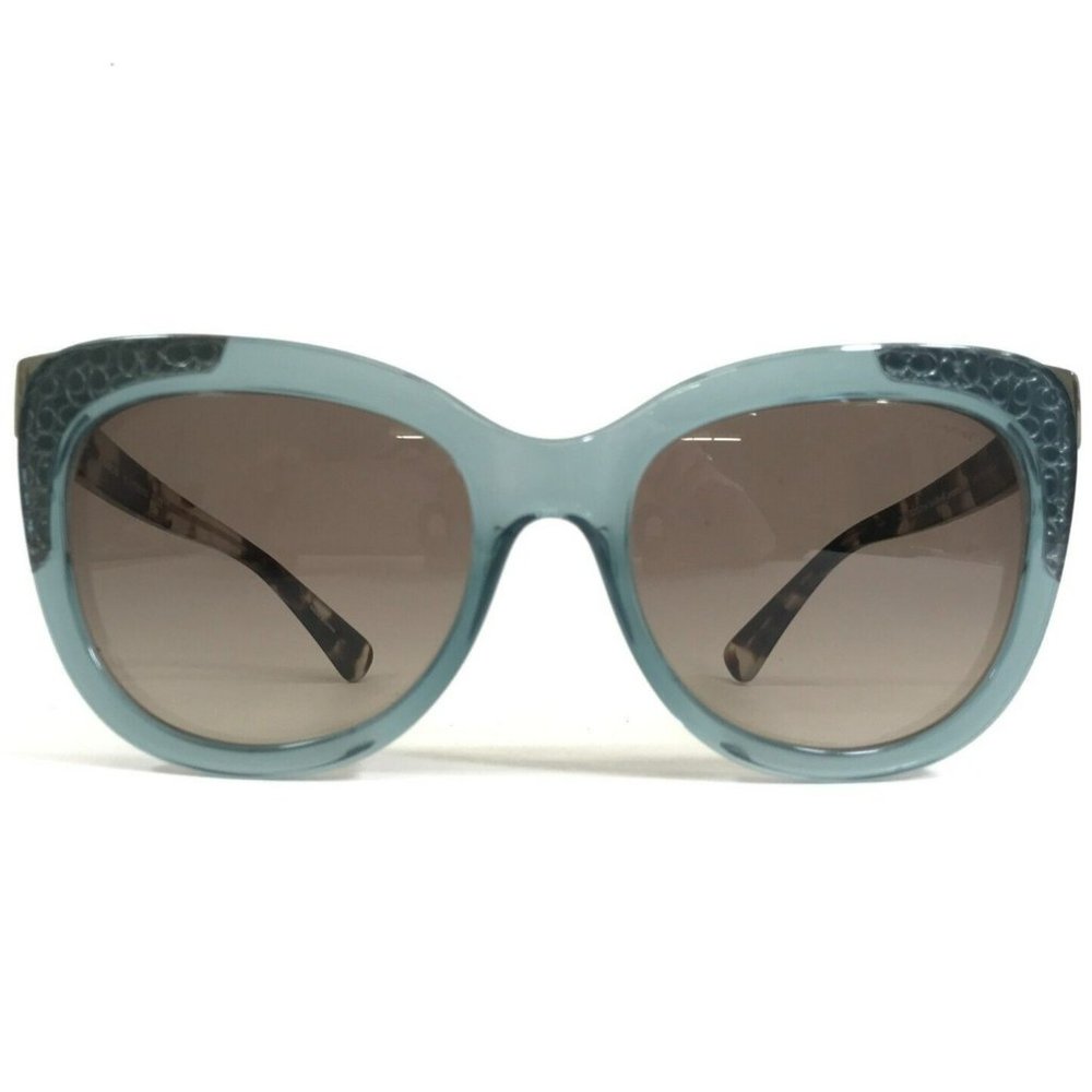 Coach Sunglasses HC8171 L152 5370D0 Clear Teal Blue Tortoise with Brown Lenses